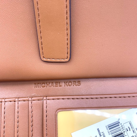 Michael Kors Jet Set Travel Double Zip Wristlet - Brown Signature / Luggage - Picture 8 of 11